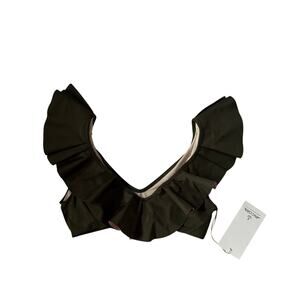 Ancora Bolero Olive Bikini Top Ruffle Small NWT